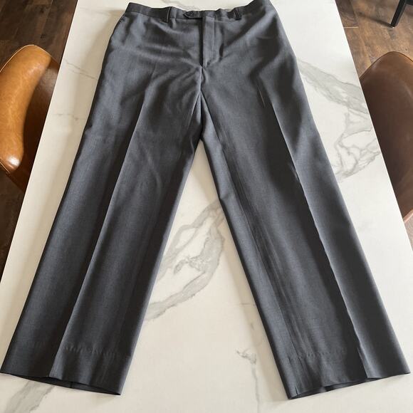 St Croix Mens Size 35x30 Gray Dress Pants 100% Wool Italy Made Flat Front - Picture 1 of 8